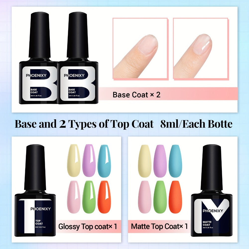 36 Colors Gel Nail Polish Kit 40pcs UV Gel Nail Set with Base Coat Glossy Matte Top Coat Pink Blue Red Glitter Sequin Gel Polish for Home Manicure Nail Art Gifts for Women