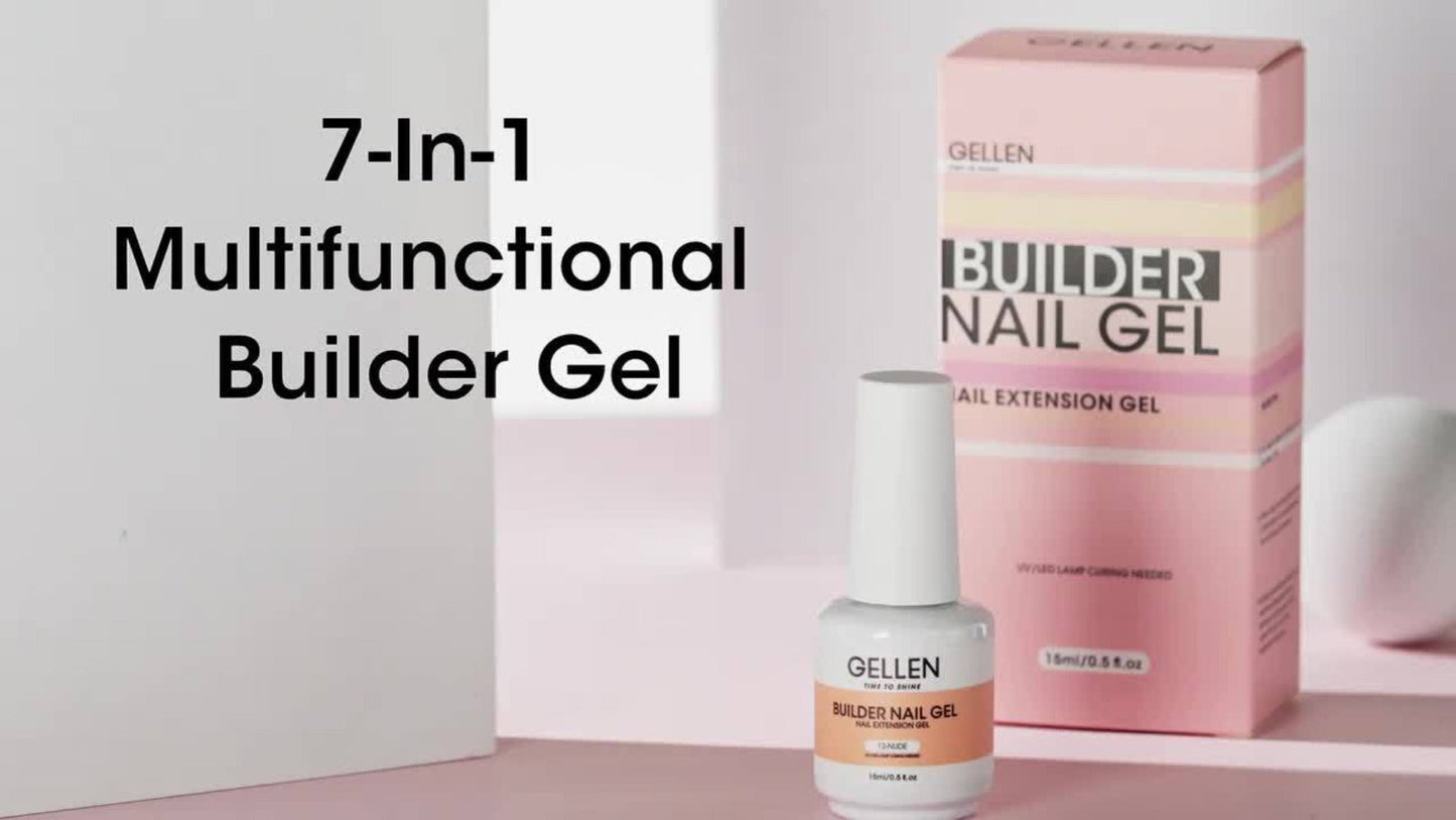 Hard Gel Nail Extension Builder Gel 7-in-1 Self-Leveling – 28+ Day Wear, LED UV Cured, 15ml, Clear Pink Nude Baby Pink Milky White, Acrylic Alternative for DIY Salon Manicure Women Nail Technicians