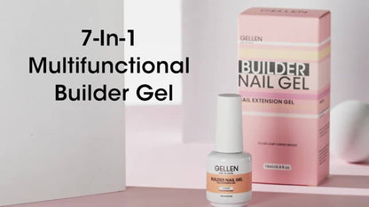 Hard Gel Nail Extension Builder Gel 7-in-1 Self-Leveling – 28+ Day Wear, LED UV Cured, 15ml, Clear Pink Nude Baby Pink Milky White, Acrylic Alternative for DIY Salon Manicure Women Nail Technicians