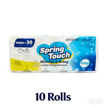 Toilet Paper Bulk 10 Roll 4-Ply Super Soft Thick Undyed Bath Tissue - Strong & Durable No Crumble Bathroom Tissue Rolls for Home, Hotel, Office, Dining & Restaurant Use, 1/2/3 Pack