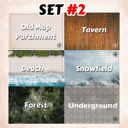 DnD Battle Map 3 Pack 24x36 Inch Dry Erase – Double-Sided 6 Terrain Grid Mats with Dice Accessories & Shoulder Bag, 1 Inch Grids for D&D 5e Pathfinder TRPG Tabletop RPG, Dungeon Master Gift