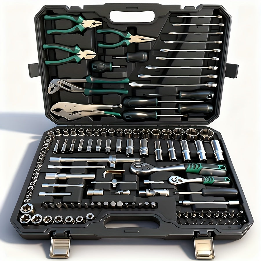 171/130/52/45pcs A Fully Functional Outdoor Emergency Vehicle Repair Tool Kit, An Integrated Solution For Vehicle, Bicycle And Motorcycle Maintenance, A Multi-functional Manual Combination Wrench Set, Without Batteries, For Male Use Only