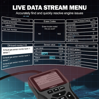 OBD2 Scanner Diagnostic Tool with 35,901 DTC Library – Check Engine Code Reader, I/M Readiness, Mode 6 & 8, Live Data, O2 Sensor Test, Battery Voltage, Compatible with 98% OBDII Vehicles Since 1996, 10 Languages