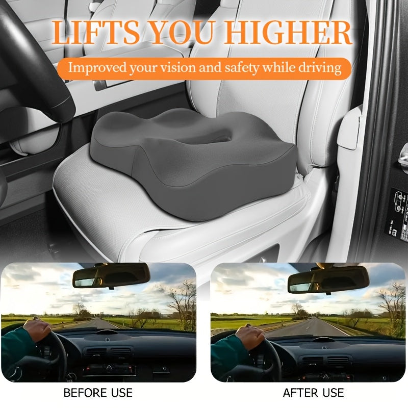 1pc Ergonomic Memory Foam Seat Cushion with Center Groove Design - Pressure Relief & Posture Support, Non-Slip Base, Soft Polyester Cover for Office, Home, Car - White/Black, Seat Cushion for Long Sitting, Posture Improvement, Durable Seating Comfort