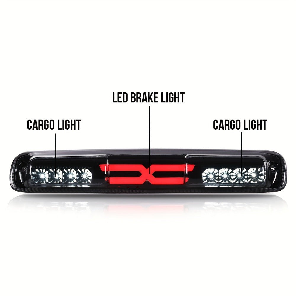 LED Third Brake Light High Mount Stop Lamp for 1999-2007 Chevy Silverado GMC Sierra 1500 2500 3500 HD with Turn Signal & Reverse Light Smoky Lens Black Housing