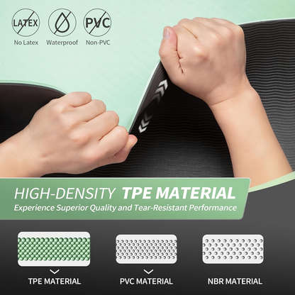 TPE Yoga Mat Non-Slip 72 x 24 Inch – Eco-Friendly Exercise Mat with Carrying Strap for Women & Men, Extra Thick Cushioning for Yoga, Pilates, Stretching & Floor Workouts