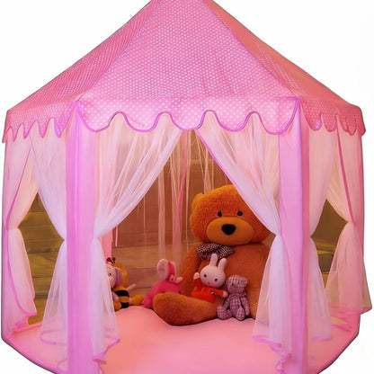 Princess Castle Play Tent for Girls Kids Indoor Outdoor Playhouse Large Toy House with Storage Bag Room Decor Birthday Holiday Gift Toddlers Boys Girls Pink