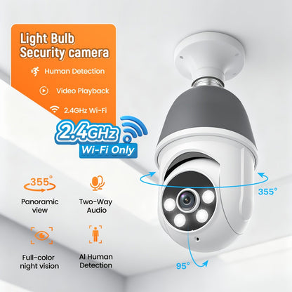 AI Auto Tracking Security Camera 360° Panoramic 1920P | Infrared Night Vision Two-Way Audio 2.4GHz USB Charging | Wireless Indoor Surveillance Camera Human Motion Detection
