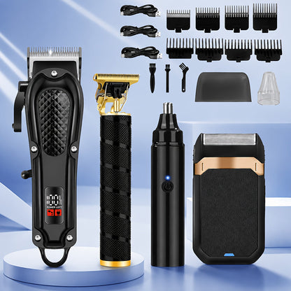 Electric Grooming Kit for Men with LCD Display - Cordless Rechargeable Hair Clipper & Trimmer Set, Home Travel & Car Use, Gift for Husband Boyfriend Dad, Black Blue