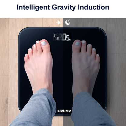 OPUMP Bathroom Scale 400lb – Highly Accurate Digital Body Weight Scale with Backlit LED Display, Batteries Included, Measures up to 400lb/180kg, Multiple Colors – Black Marble, Bronze, Sapphire & More