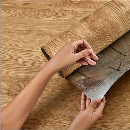 Wood Grain Floor Sticker Roll Peel & Stick Self-Adhesive Non-Slip Thickened Vinyl – Vintage DIY Flooring for Walls, Floors, Desks & Door Panels