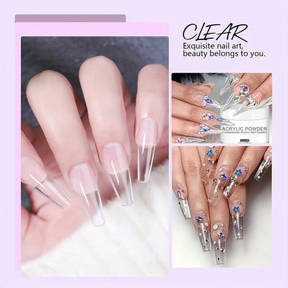 Acrylic Nail Powder 8oz Professional Clear Pink Nude White Fast Set No Lamp Required for Nail Extensions 3D Nail Art Carving Salon Quality Bulk Powder for Beginners Techs