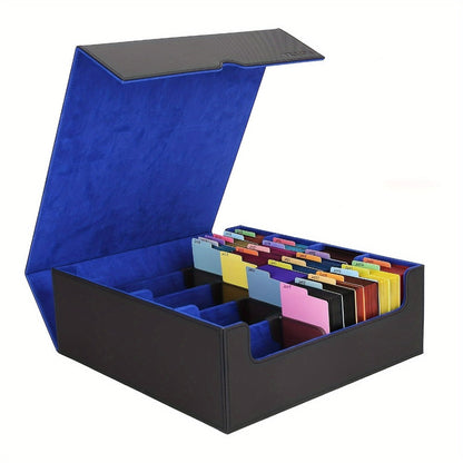 Large TCG Deck Box 3000+ Card Storage Case – 4-Row Synthetic Leather Organizer for MTG Commander, Yu-Gi-Oh, Pokemon & Sports Cards, Premium Large Capacity Trading Card Collection Box, Black Red Gray Blue