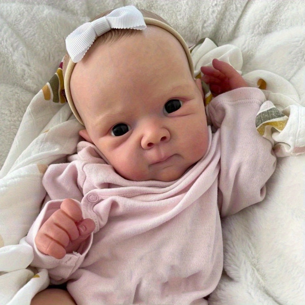 Reborn Baby Doll 18 Inch Full Vinyl Body Bath-Safe with 3D Painted Skin Visible Veins Hand-Drawn Hair – ASTM Certified Lifelike Newborn Girl Gift Includes Outfit Pacifier & Birth Certificate Ages 3+ 45cm