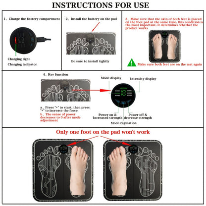 EMS Foot Massager Pad with TENS Therapy – Portable Electric Foot Massage Machine, Reusable Pad, Multiple Mode Adjustment, Pain Relief for Plantar Fasciitis & Tired Feet