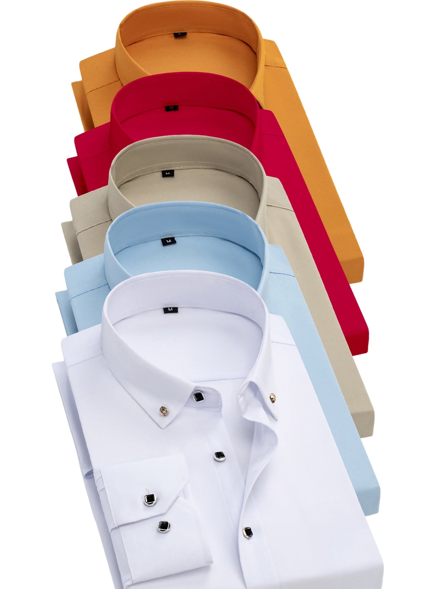 Men's Royal blue + dark green + dark purple + red + black Polyester Long-Sleeve Dress - product view 26