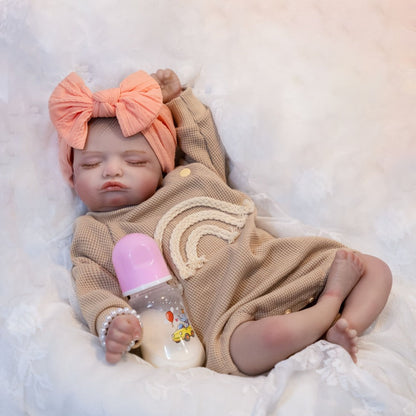 Reborn Baby Doll 20 Inch Lifelike Newborn Girl with Soft Body Feeding Set & Sleeping Pose – Realistic Silicone-Like Infant Toy Safe for Kids Ages 3+ Perfect Birthday Christmas Gift 50cm