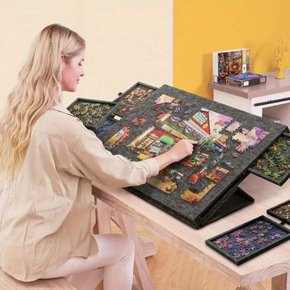 Jigsaw Puzzle Board for Adults 1000 Pieces – 2-in-1 Tilting Stand & Protective Lid, 6 Sorting Drawers, Ultralight Portable Puzzle Table, Ergonomic Gift for Puzzle Lovers