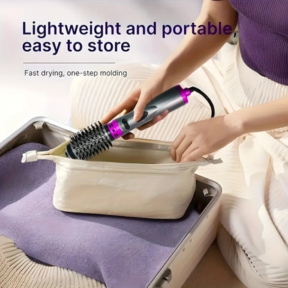 Rotating Hot Air Brush 2-in-1 Auto Curl & Straighten Styling Comb — One-Step Salon Blowout Results at Home, Works on All Hair Types, Available in Red & Purple