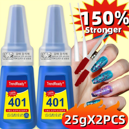 Professional Nail Glue 25g Extra Strong 30+ Days Hold for Press On Nails Acrylic Tips Fake Nail Extensions - Quick Dry Waterproof Smudge Proof Salon Quality Bond Multi-Pack Women DIY Manicure Kit