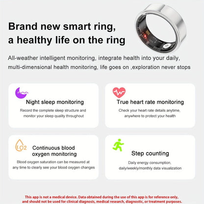 Health Monitoring Smart Ring for Women & Men – Fitness Activity Tracker with Sleep, Calories, Steps, HRV & Menstrual Cycle, Bluetooth 5.3, IP68 Waterproof, iOS & Android