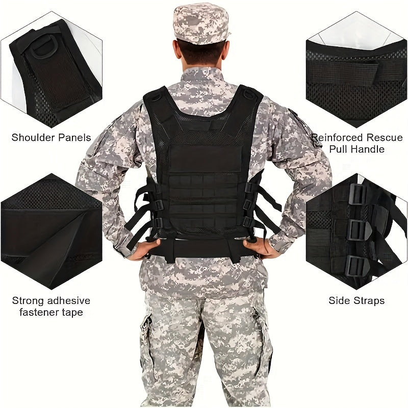 Tactical Fishing Vest with Quick Release – Lightweight Breathable Multi-Pocket Outdoor Vest for Men Camping Hiking Hunting Training – Available in Black Khaki Army Green