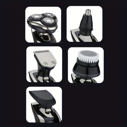 3D Rotary Shaver for Men 5-in-1 Rechargeable Electric Razor Beard Trimmer Nose Hair Trimmer Facial Cleaning Brush Grooming Kit Gift for Dad Husband Boyfriend