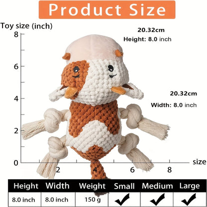 Squeaky Plush Cow Dog Toy with Crinkle Paper - Interactive Tug of War Chew Toy for Small Medium Large Dogs, Cute Cattle Design Washable Pet Toy for Fetch Play & Anxiety Relief