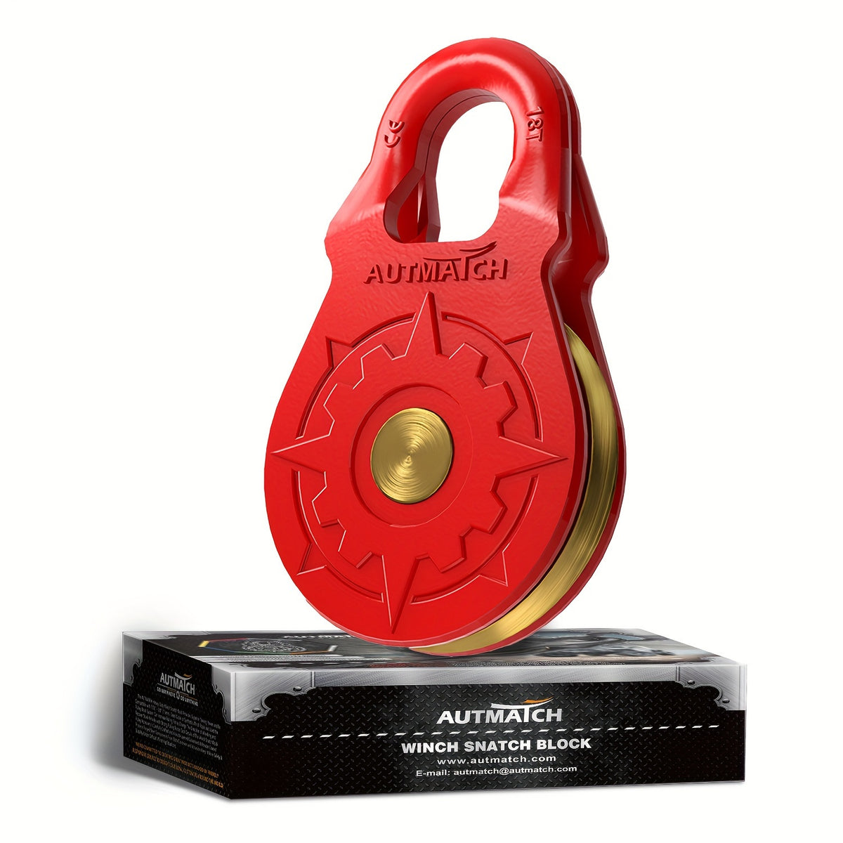 AUTMATCH 18 Ton Heavy-Duty Winch Snatch Block - 79,366 lbs Break Strength Forged Steel Pulley System, Galvanized & Powder Coated Off-Road Recovery Block for Truck, UTV, ATV, 4WD - Steel/Synthetic Cable Compatible (Multi-Color Options)