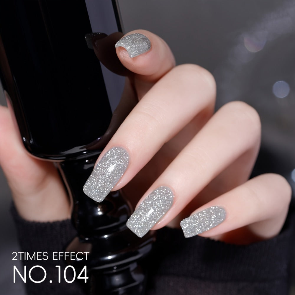 Explosive Glitter Gel Nail Polish 2pcs Shattered Flash Silvery Red – High Saturation Sparkle Long-Lasting Gel in Gilt Bottle, Christmas Holiday Salon Manicure Nail Art Gift for Women