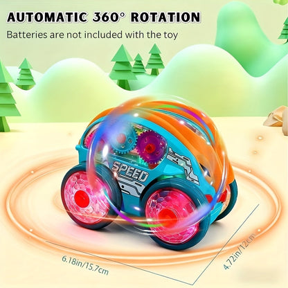 Automatic Dump Truck Toy Car with Colorful LED Lights & Music – Auto Rolling Construction Vehicle Toy for Toddlers Kids Ages 2+, Fun Light-Up Truck Sound Effects, Best Birthday Christmas Gift