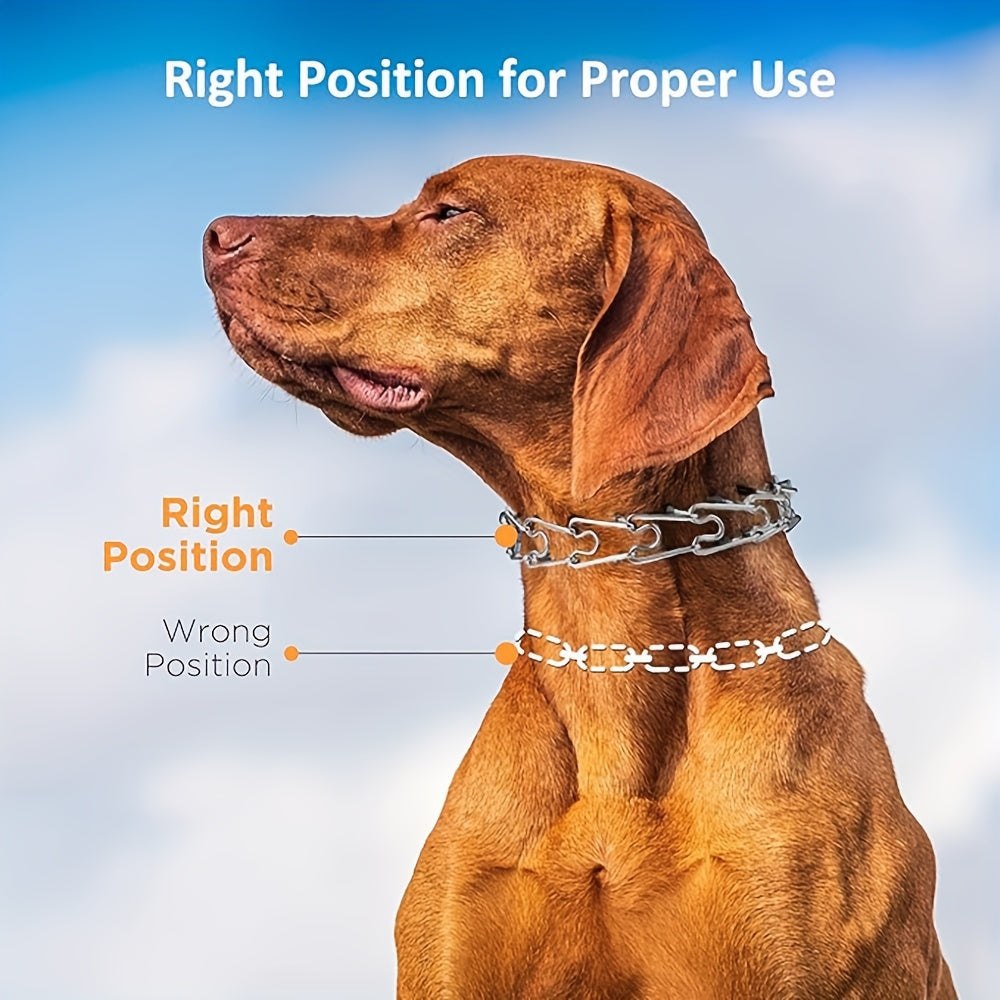 Prong Training Collar for Dogs with Rubber Tips – Adjustable Metal Pinch Collar for Small Medium and Large Breeds S & M