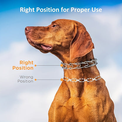 Prong Training Collar for Dogs with Rubber Tips – Adjustable Metal Pinch Collar for Small Medium and Large Breeds S & M