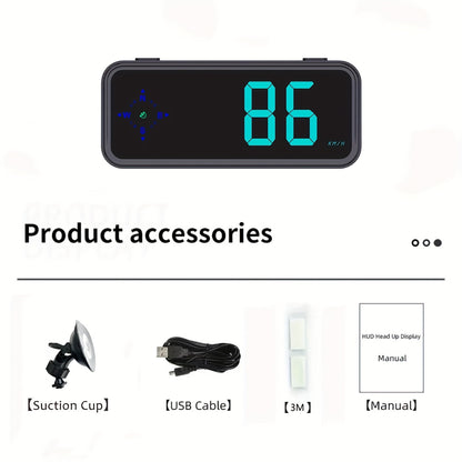 Latest GPS HUD Digital Speedometer, Plug And Play for All Cars, Big Font, KM/H MPH Switch, Multiple Color Displays, Without Battery