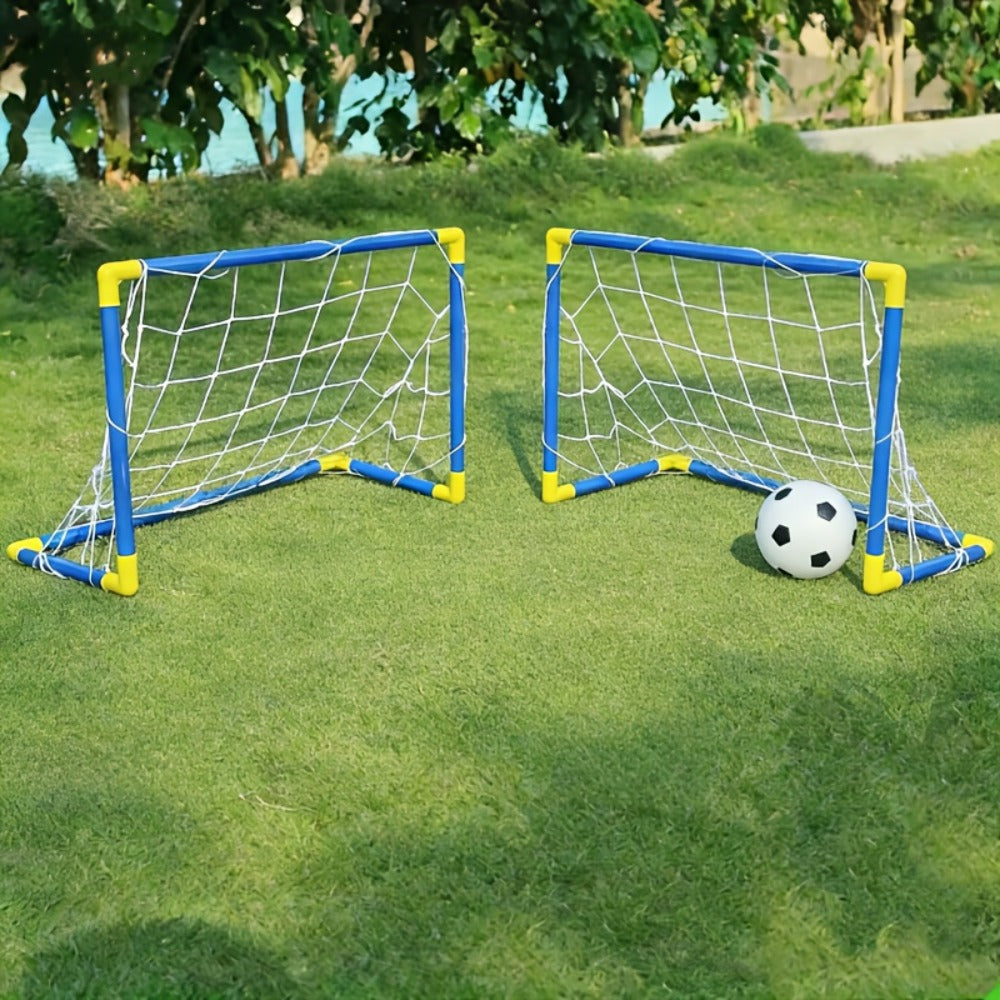 Kids Youth Football Goal Set – 2pcs Portable Easy-Assemble Soccer Goals for Indoor & Outdoor Play | Family Entertainment & Sports Training Gift for Boys and Girls