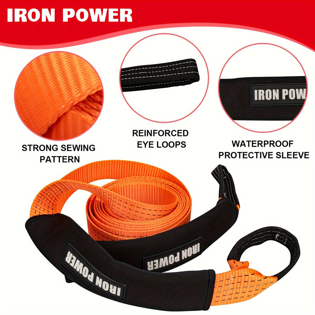 2'' × 20ft Emergency Tow Straps Kit Towing Rope + 1/2 D Ring Shackles (2pcs)