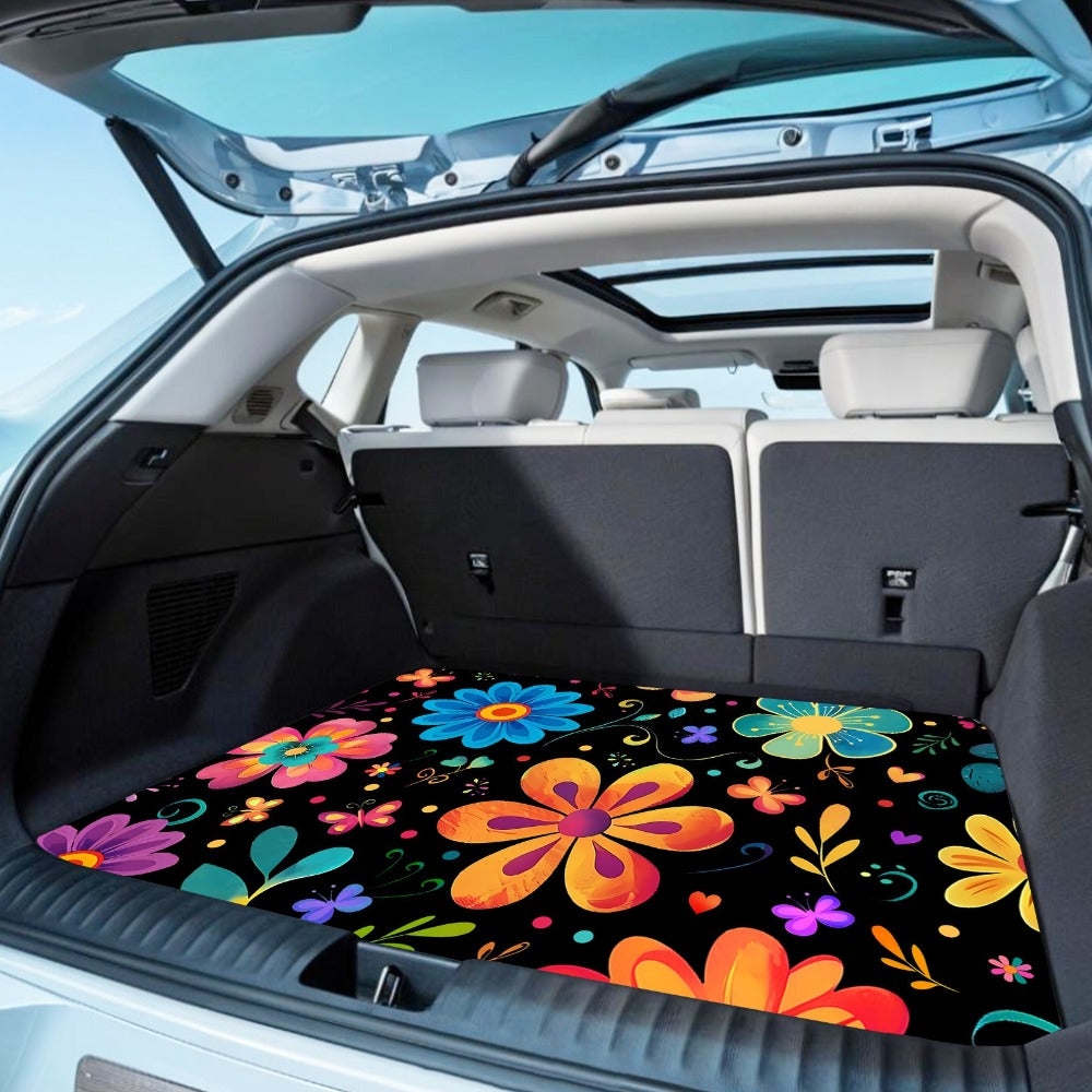 Car Cargo Mat Anti-Slip with Floral Pattern – Universal Trunk Liner Pad for Pets & Dogs, High Temperature Resistant, Waterproof Car Interior Accessory for SUV, Camping & Outdoor Use