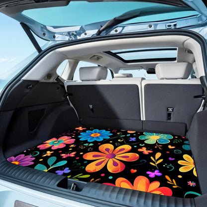 Car Cargo Mat Anti-Slip with Floral Pattern – Universal Trunk Liner Pad for Pets & Dogs, High Temperature Resistant, Waterproof Car Interior Accessory for SUV, Camping & Outdoor Use