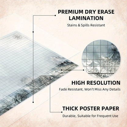 DnD Battle Map 3 Pack 24x36 Inch Dry Erase – Double-Sided 6 Terrain Grid Mats with Dice Accessories & Shoulder Bag, 1 Inch Grids for D&D 5e Pathfinder TRPG Tabletop RPG, Dungeon Master Gift