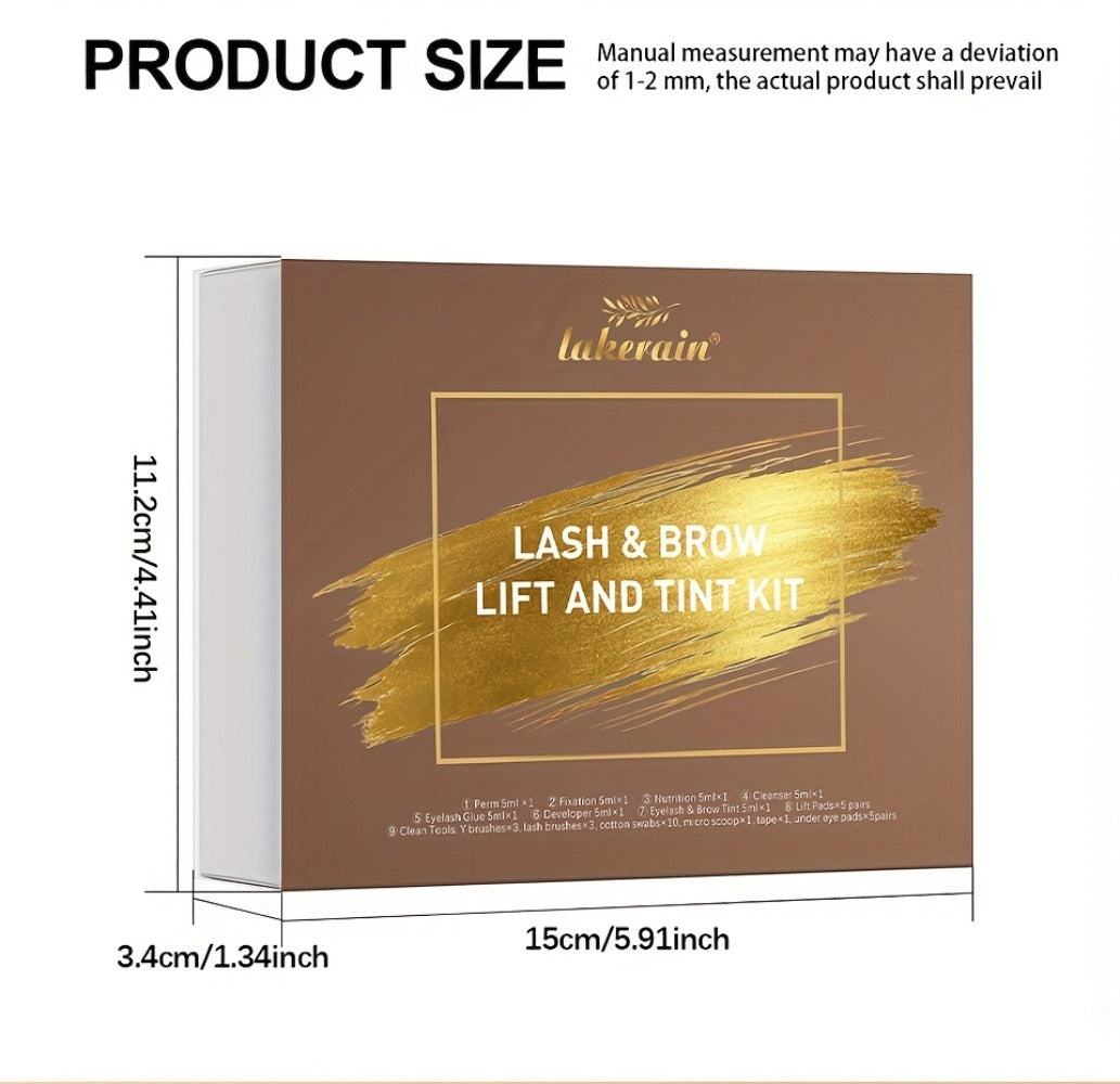 Lash Lift Kit & Brow Lamination Tint Set — 2-in-1 Eyelash Perm & Eyebrow Lamination with Black Brown Tint Dye, 4-6 Week Long-Lasting Results, DIY Home or Salon Use, Complete Beauty Kit for Women