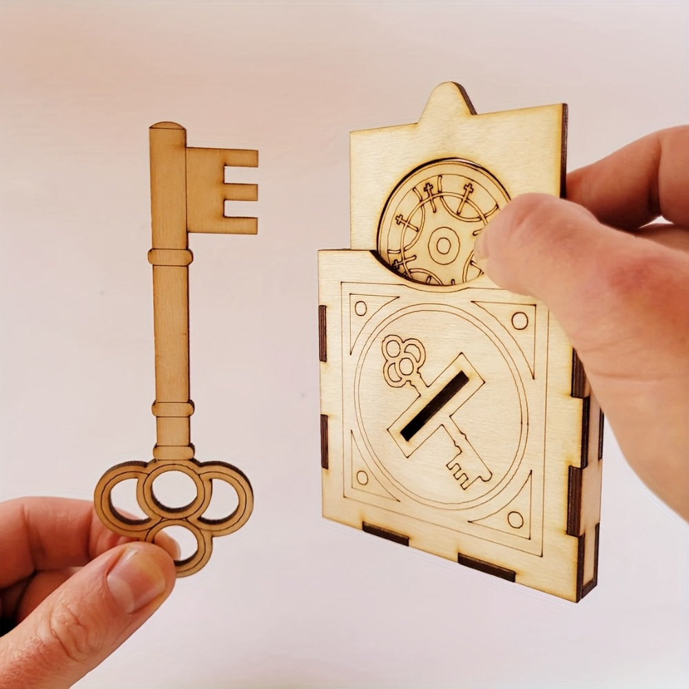 Wooden Magic Trick Set 4-Piece Kit – STEM Magic Puzzles with Sword Finger, Coin & Key Penetration, Magic Pencil Box | Birch Wood Illusion Props for Stage & Party, Unique Gift for Kids Adults