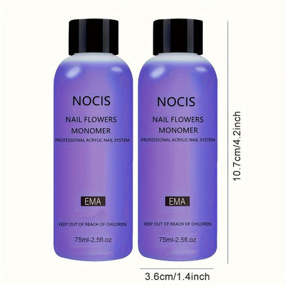 Odorless Acrylic Liquid Monomer Bulk Pack — Professional Crystal Clear Nail Extension Liquid 3pcs 2.54oz or 10pcs 75ml Salon & Home Acrylic Nail System Supply