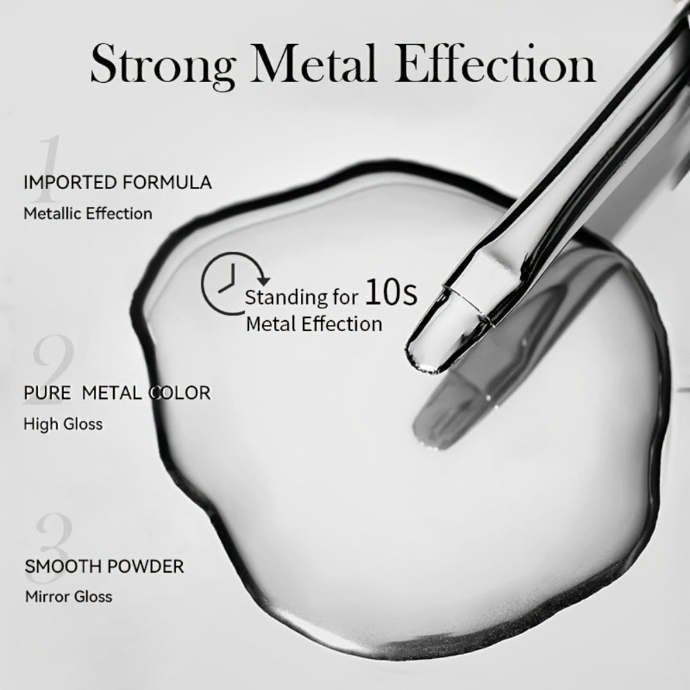 Mirror Metallic Nail Art Painting Gel with Built-In Brush 0.24oz — Metal Effect UV LED Soak Off Silver Chrome Line Drawing Flower Geometric DIY Home Salon Manicure Women Nail Artists