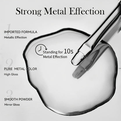 Mirror Metallic Nail Art Painting Gel with Built-In Brush 0.24oz — Metal Effect UV LED Soak Off Silver Chrome Line Drawing Flower Geometric DIY Home Salon Manicure Women Nail Artists