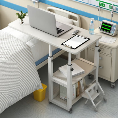 Rolling Overbed Table with Brake Wheels – Adjustable Height Bedside Nursing Dining Table for Elderly & Patients | Lockable Caster Wheels, Over-Bed Card Tray Design, 4 Colors, Practical Gift
