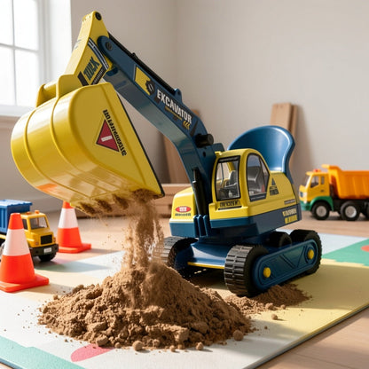 Kids Ride On Excavator Toy Large Beach Sand Digger with Working Scoop Arm – Outdoor Engineering Construction Toy for Toddlers Ages 2-6, Parent Child Interactive Sandbox Play, Birthday Christmas Gift Boys Girls
