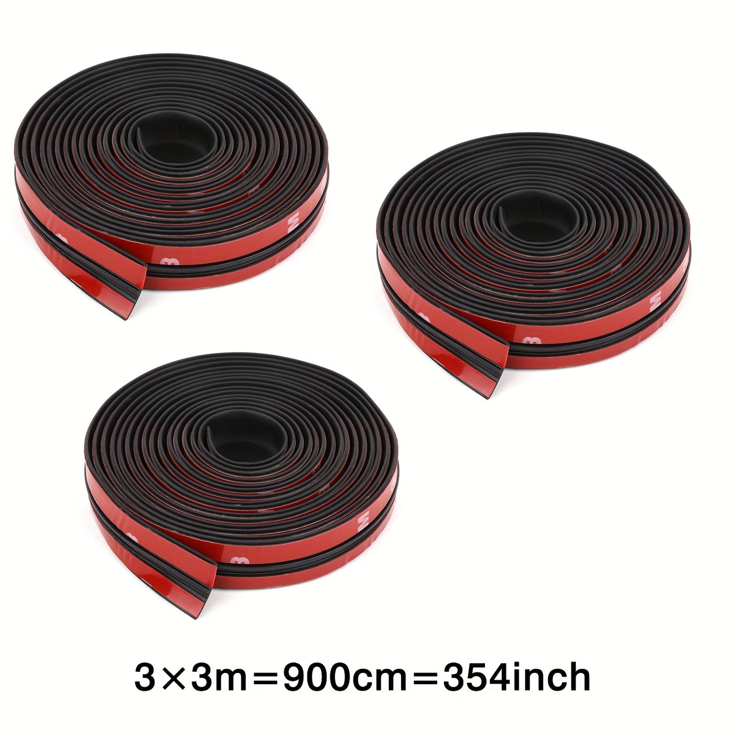3pcs Premium Rubber Windshield T-Seal Strip, Total 30ft/354inch Windshield Trim Stripping Car Weatherstriping - Noise Reduction, High Quality, Vehicle Weatherproofing | for Car Windshield, Sunroof & Rear Window Sealant, Fits Most Cars