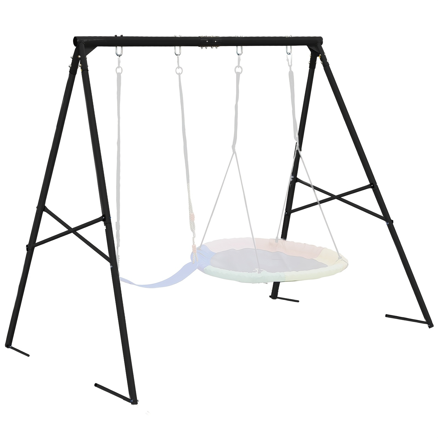 Heavy Duty Swing Set Frame – Full Steel A-Frame Outdoor Swing Stand with Ground Stakes, Supports 2 Swings & Up to 550 LBS, Backyard Playground Equipment for Kids (Swings Not Included, 2 Colors)