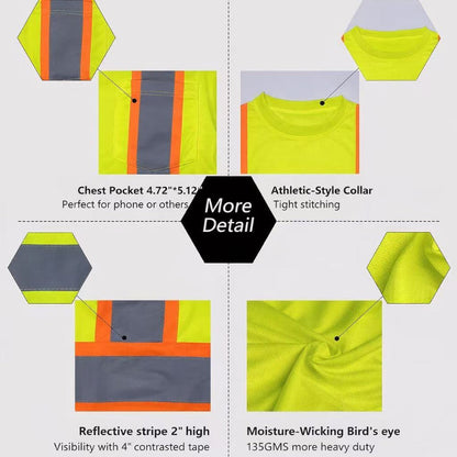 High Visibility Safety Shirt Long Sleeve – 4 Pack ANSI III