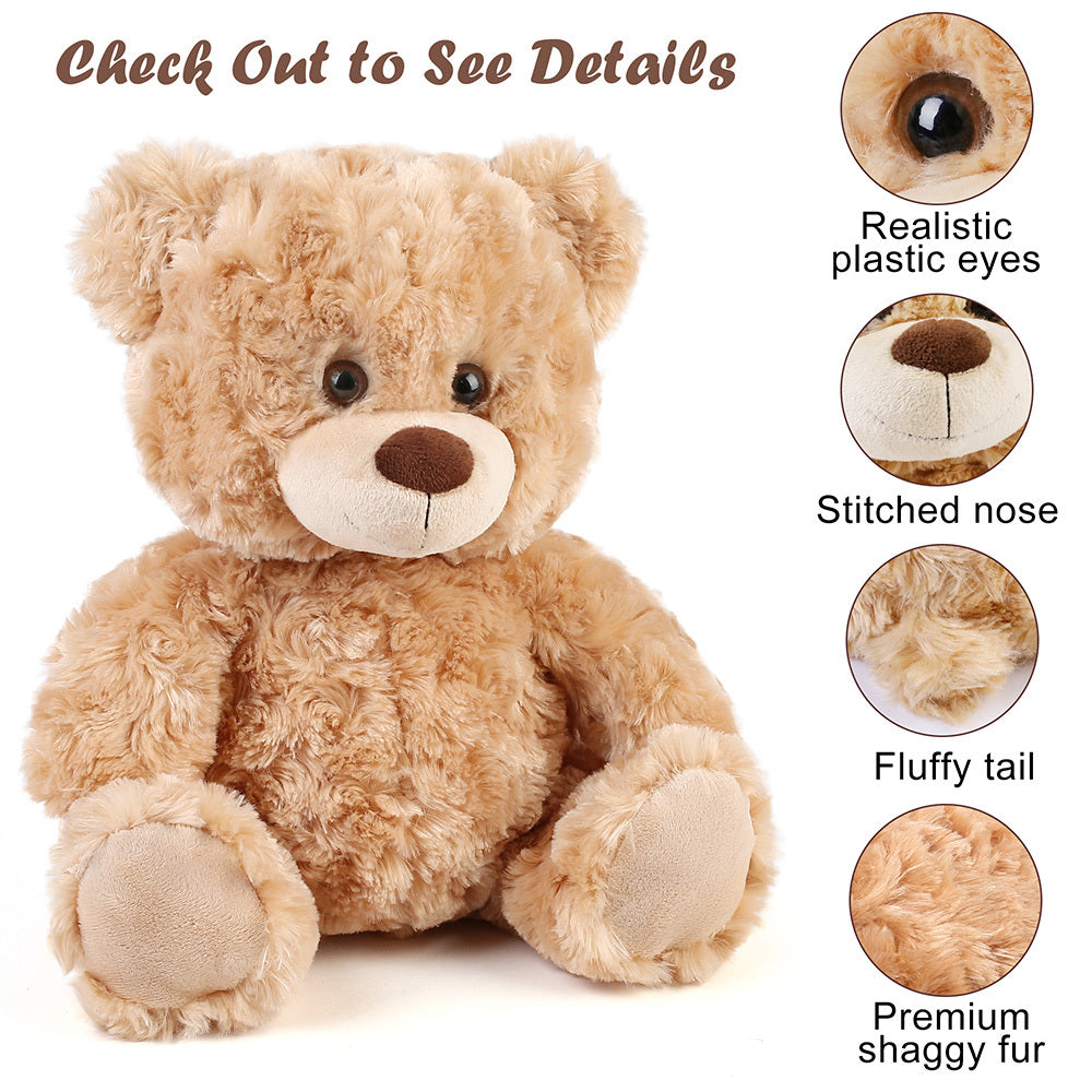 Shaggy Brown Teddy Bear Stuffed Animal 15 Inch — Premium Soft Plush Huggable Classic Bear Toy Safe for Baby Kids Girls Boys, Valentine Birthday Christmas Baby Shower Gift